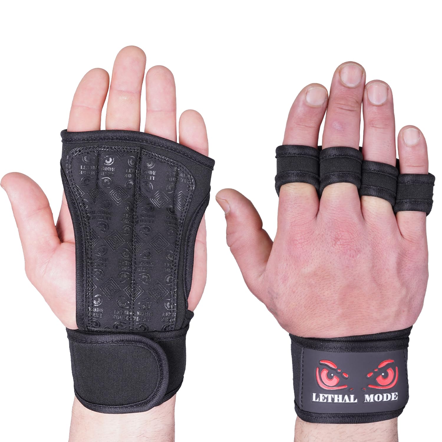 LETHAL MODE Gym Gloves for Men & Women – Weight Lifting, CrossFit, Workout & Cycling Gloves Long Wrist Wrap – Fingerless Grip Gloves Enhanced Performance and Hand Protection (D2, L) — image 1