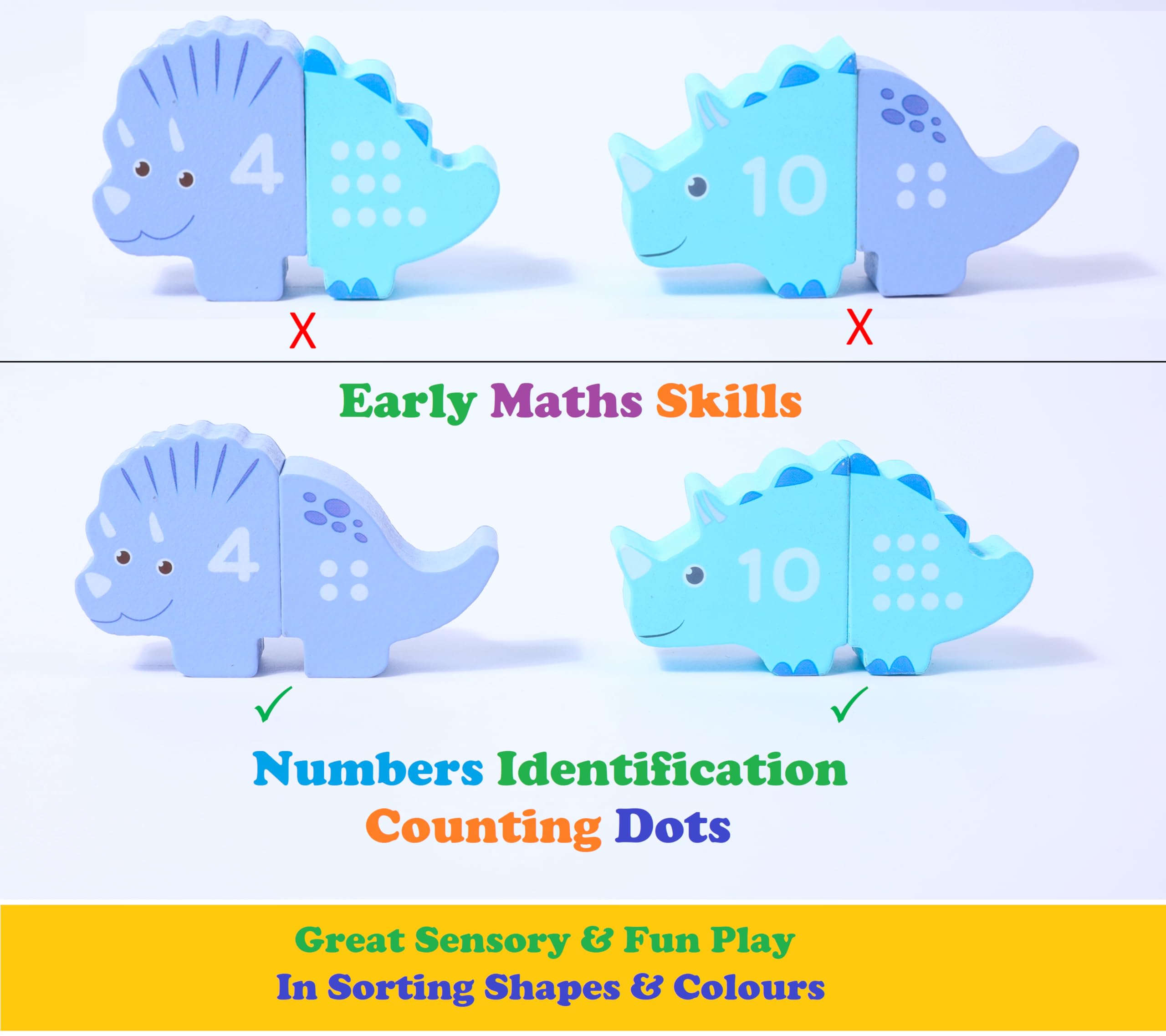 TOTBLISS Montessori toys for 2+ year olds Educational toys for 2+ year olds 3+ years Olds Magnetic Construction Dinosaurs Numbers Counting Wooden Shapes Stacking Busy Board Sensory Fine Motor Skills - Image 4