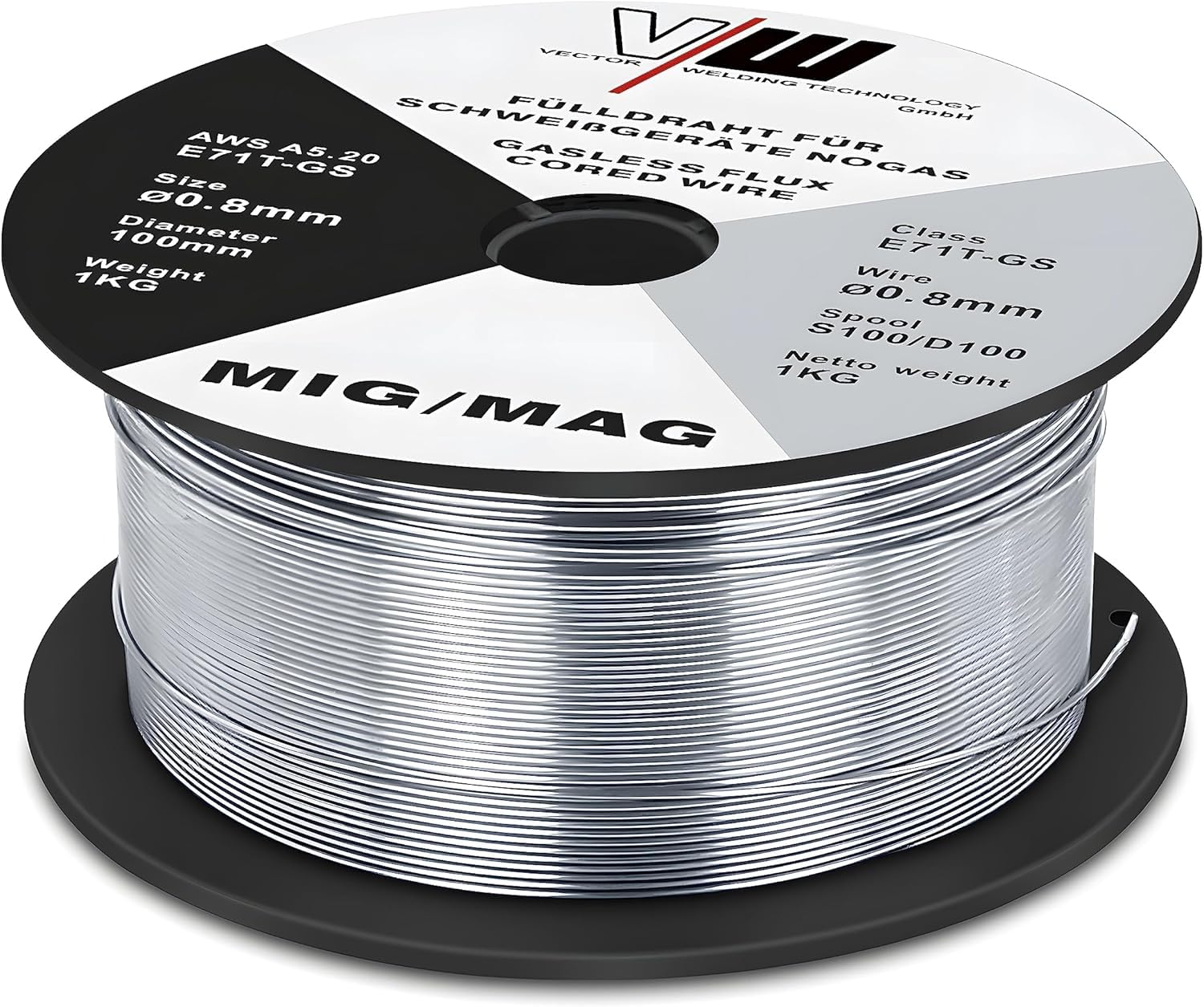 VECTOR WELDING Filo Animato E71T-GS 0,8mm 3KG Bobina MIG MAG D100 Saldatura Universale