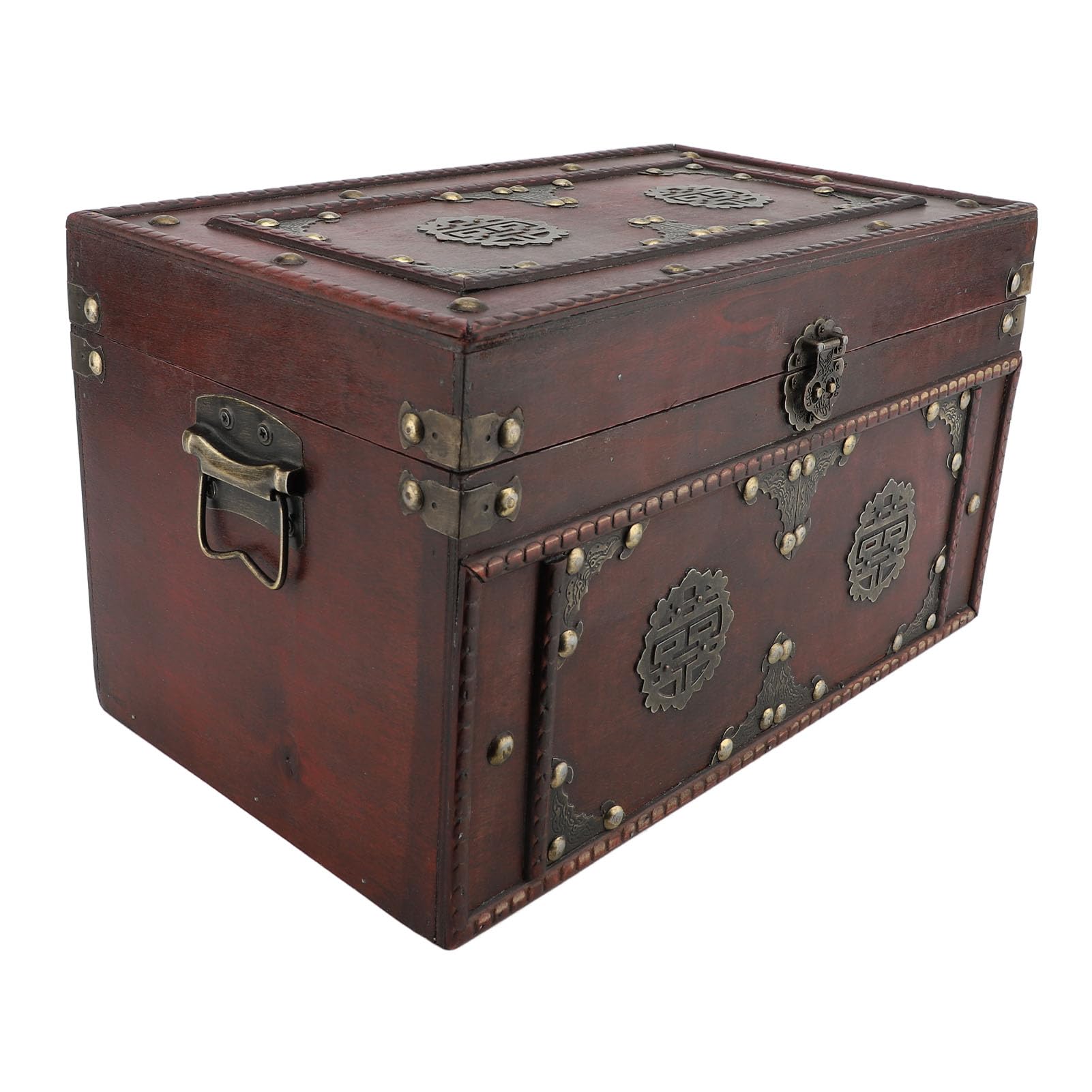 Yctze Drewniane Pudełko na biżuterię w Stylu Vintage, Organizer do Przechowywania w Stylu Retro, Dekoracyjny Pojemnik z ozdobną klamrą, Idealny do Dokumentów z Książkami o Wystroju Wnętrz