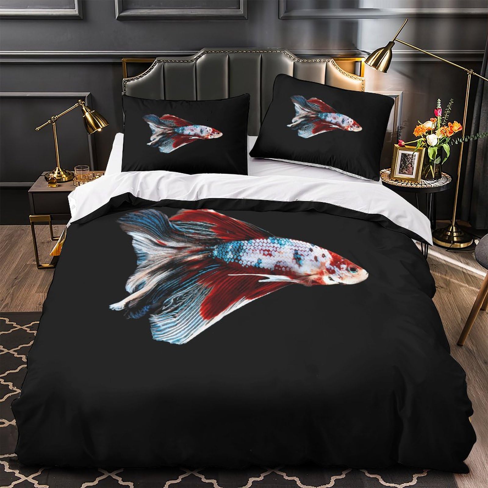 MXRMXR Tropical Fish Bedding Set for Kids Boys Girls Youth Teens Comforter Cover, Soft Microfiber Quilt Cover & Duvet Cover, 3D Printed Bedspread Cover Single（140x200cm）