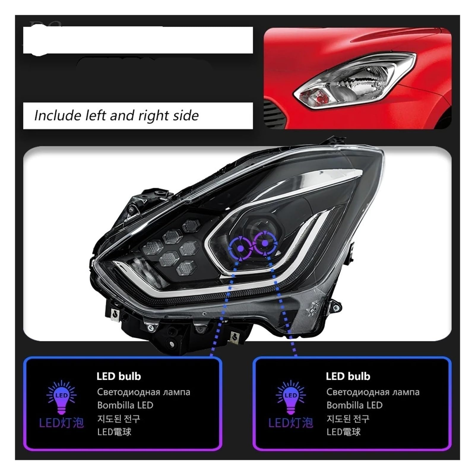 CMIJAHU Fit For SUZUKI Swift 2018-2021 LED DRL Hella Xenon Lens Hella Hid H7 Car Accessories Headlight(Left hand drive)