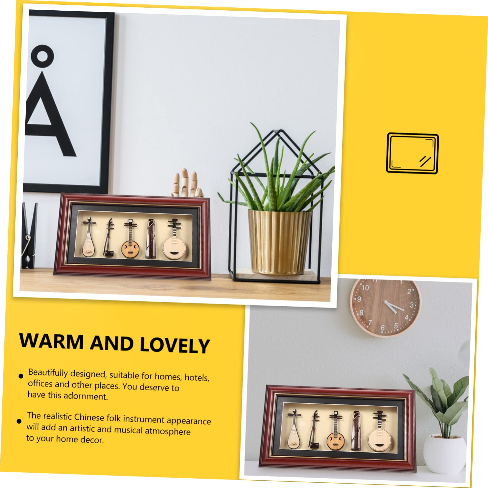MAGICLULU Mini Riproduzione di Strumento Folk Decorativo 5 Pezzi Realistico | Set da Tavolo, Legno Plastico Pvc, Atmosfere Artistiche e Musicali, Hotel e Housewarming