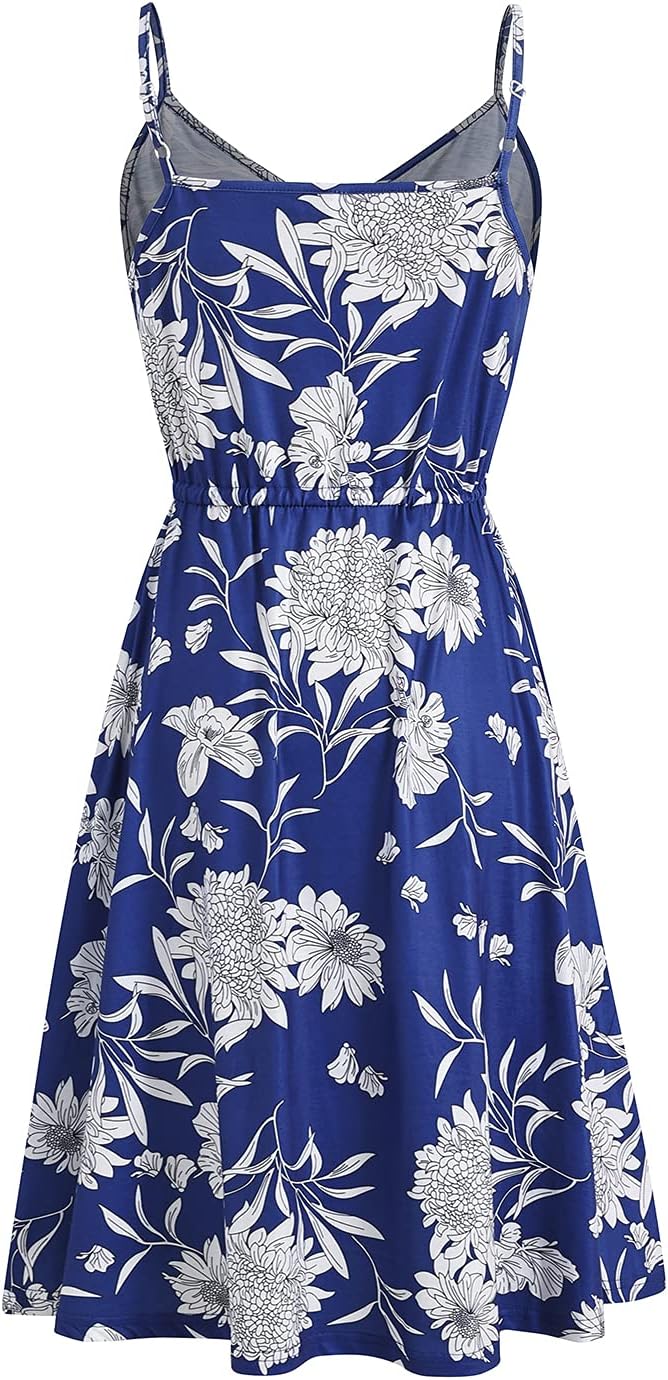 Women's Casual Summer Dress Beach Sleeveless Spaghetti Strap Adjustable Waist A Line Sun Dresses with Pockets 826 - Image 4