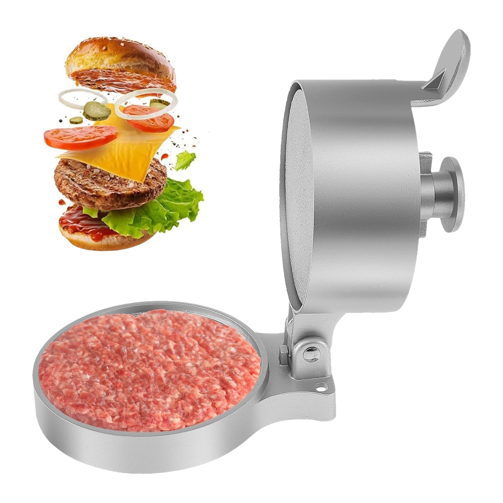 Générique Silikonowa tuba LED - aluminiowa forma wielokrotnego użytku i kruszarka do burgerów, narzędzia do grillowania zgniecione mięso | do gotowania wołowiny na grillu