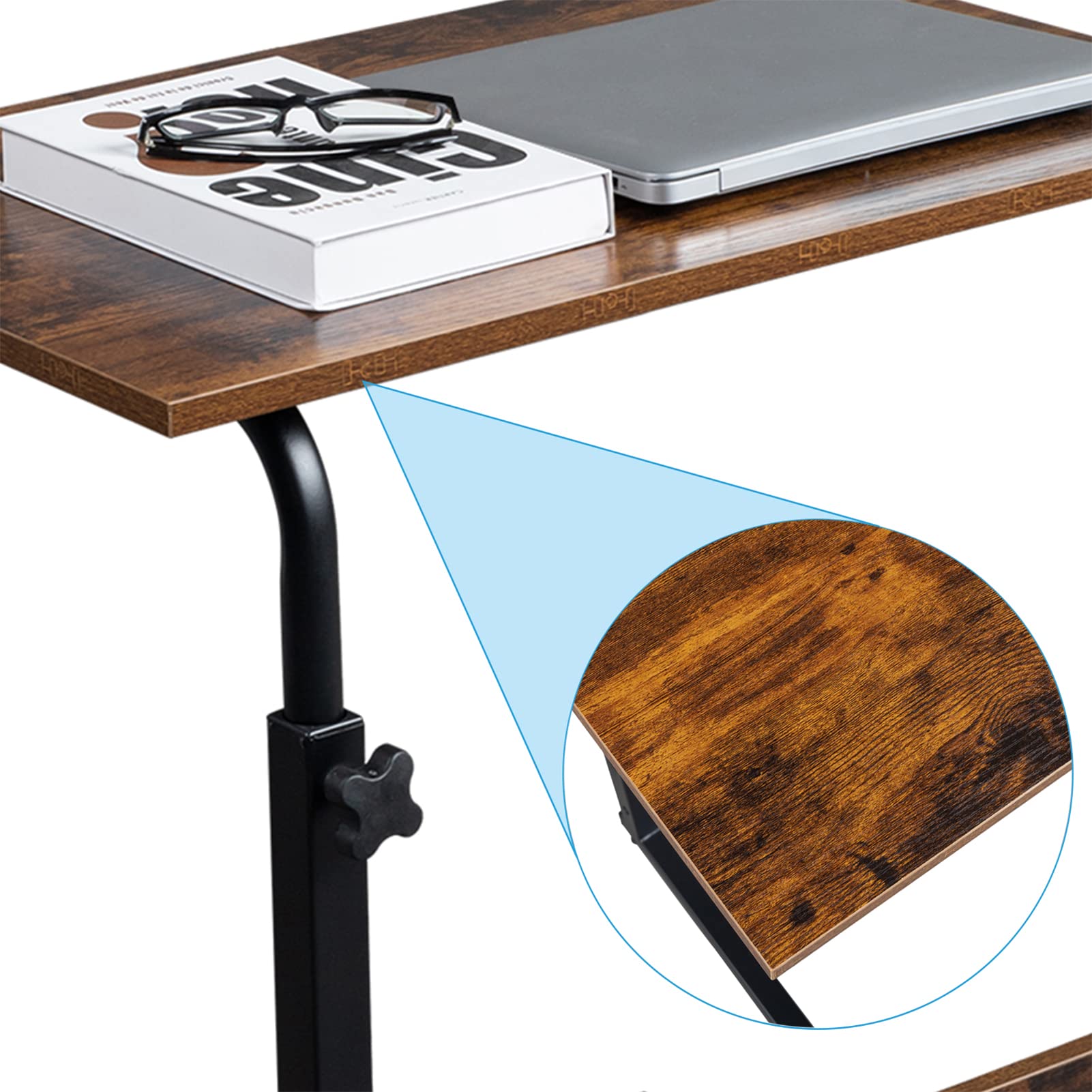 Portable Standing Desk with Wheels Small Mobile Work Desk Height Adjustable Rolling Standing Desk Compact Tray Table for — view 5