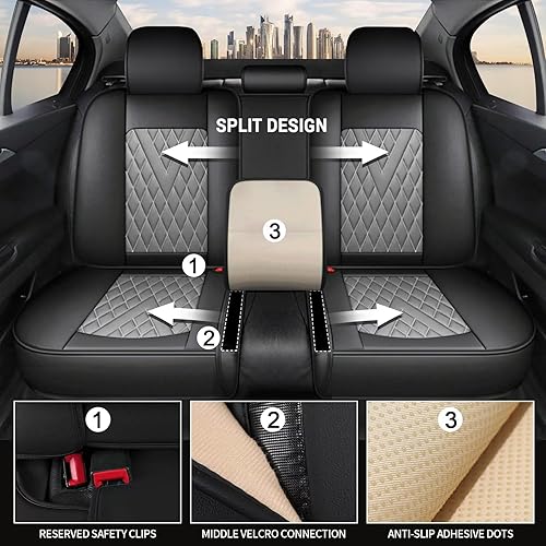 Miniatura 9 de Juego completo de fundas de asiento de automóvil para Subaru Impreza 2012-2024, cojín de asiento de piel sintética, 2 filas y 5 asientos,