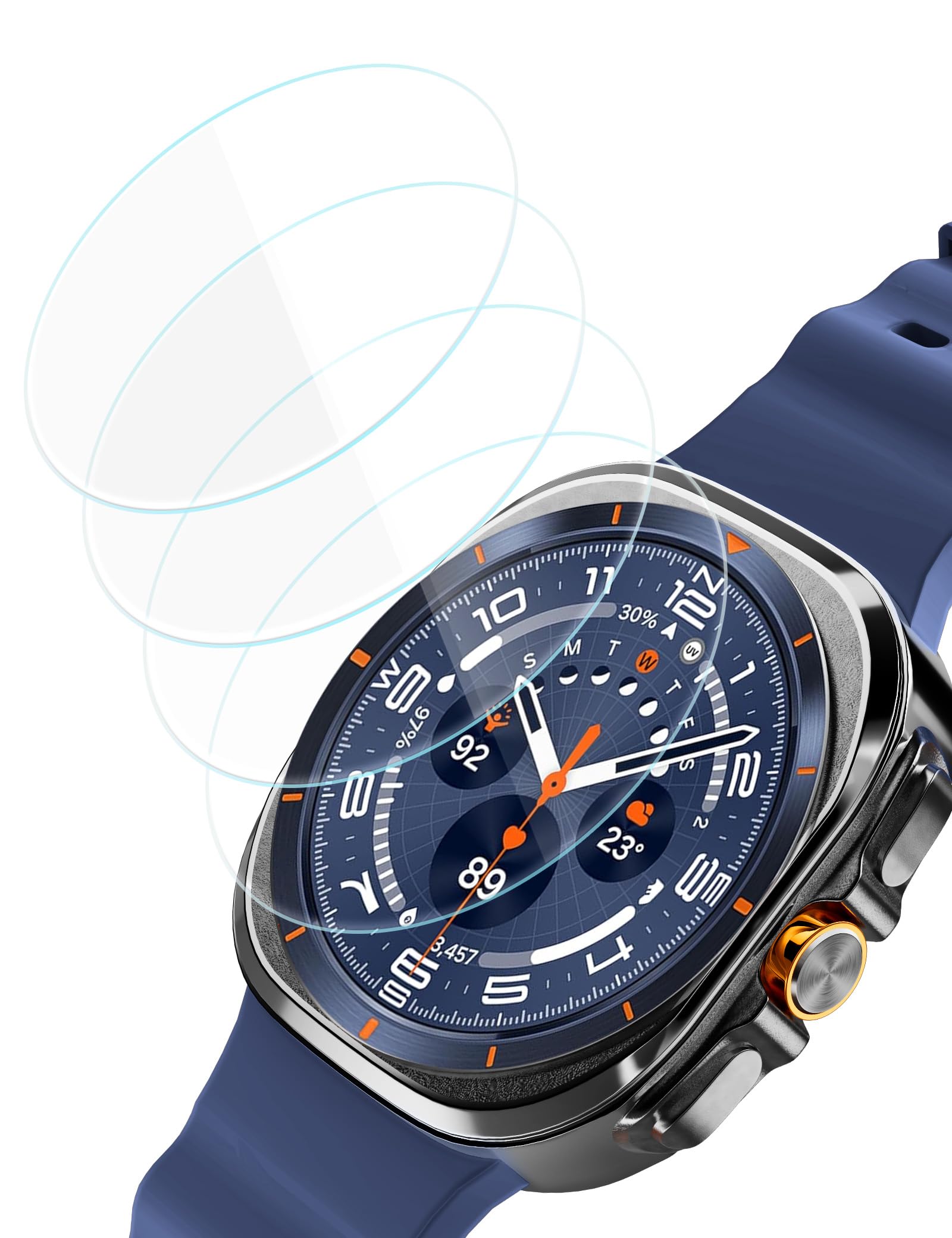Sinoacc Ochraniacz ekranu do Samsung Galaxy Watch Ultra 2025 (47 mm), szkło hartowane HD 9H, idealnie dopasowane, odporne na zarysowania, łatwa instalacja, 4-pak