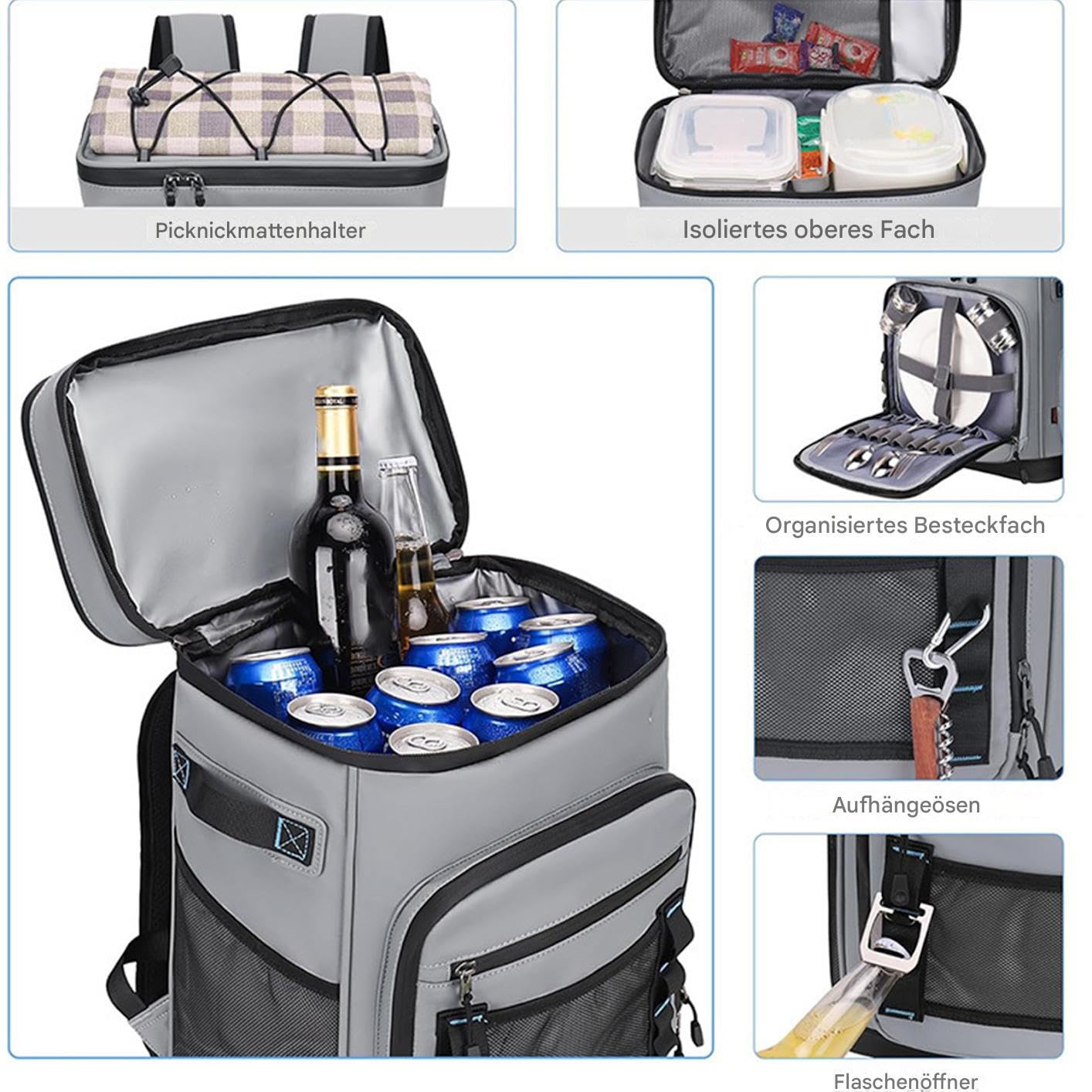 Zaino Termico Isolato Zaino Frigo 30 Litri per Uomo | Impermeabile Antigoccia per Uomo Donna Viaggio Lavoro Spiaggia Picnic Escursionismo Campeggio