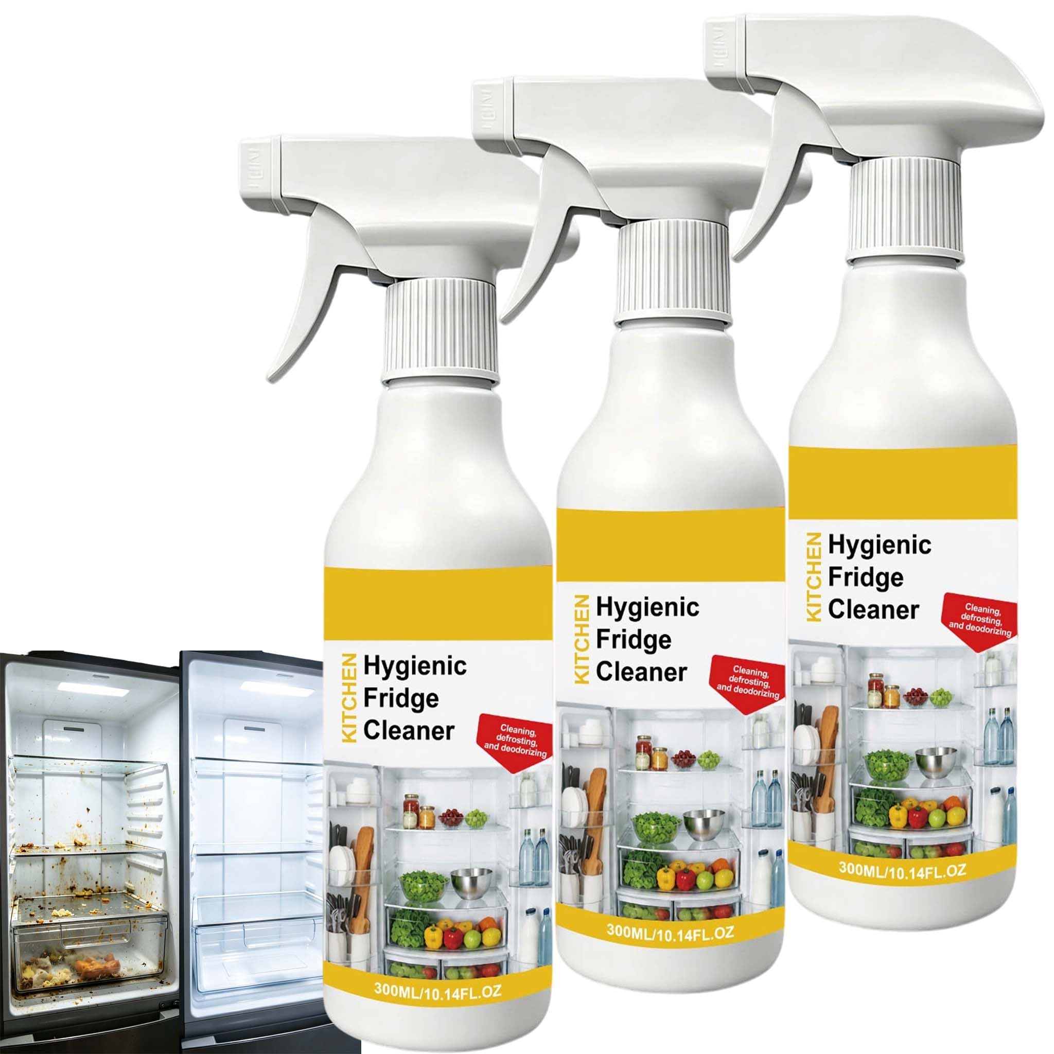 Limpiador de frigorífico de alta eficacia, spray de limpieza de frigorífico, limpiador multiusos para electrodomésticos, limpiador de refrigerador/ank, limpiador de acero inoxidable para frigorífico