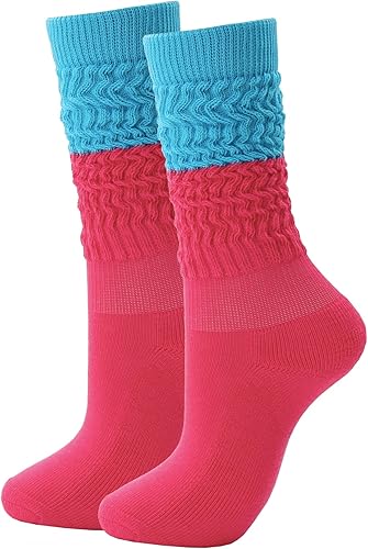 Miniatura 8 de Calcetines holgados de neón para mujer de los años 80 y 90, calcetines altos hasta la rodilla, suaves y extra largos, calentadores de piernas,