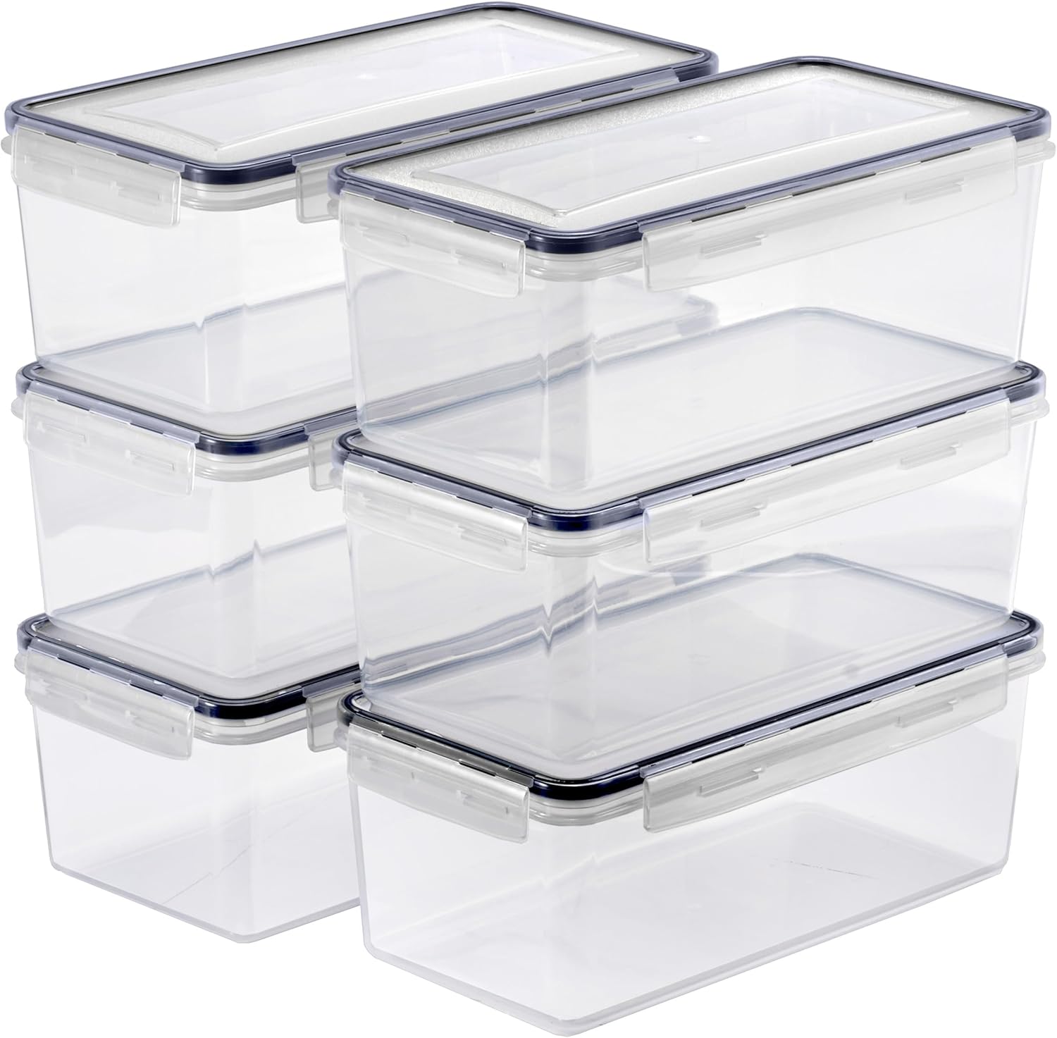 Sorbus Food Storage Containers - Pack of 6 - Air Tight, Four-Way Snap Lids Keeps Food Fresh - Store Cereal, Pasta, Flour, Nuts, Candy - Durable Plastic Kitchen Pantry Bins