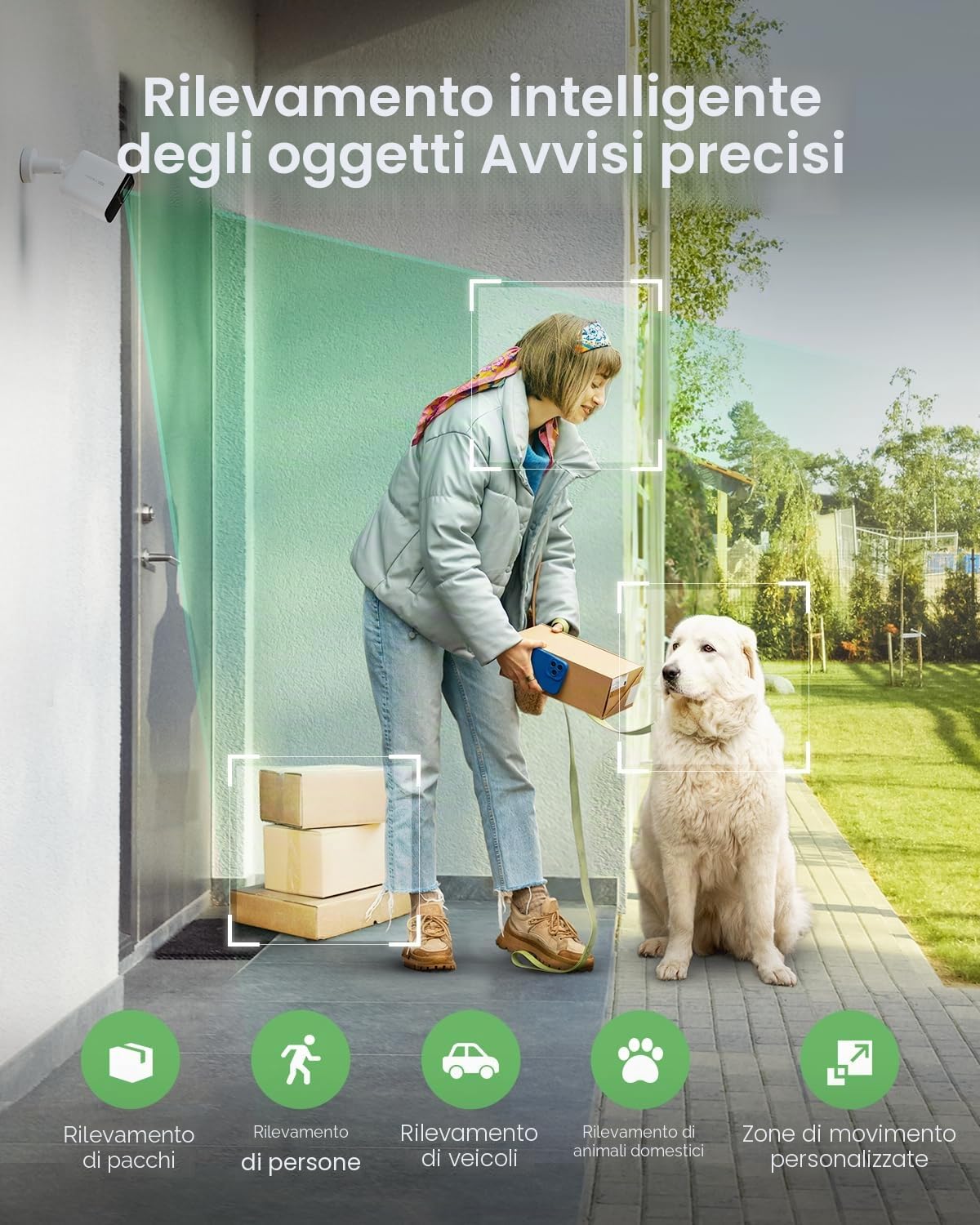Anona Aurora 4K Telecamera Wi-Fi Esterno Senza Fili Con Pannello Solare | 8MP Visione Notturna Colori, Registrazione AOV 24/7, Senza Abbonamento, Rilevamento AI, Installazione Facile, IP67