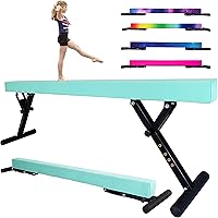Vista 1 de Viga balana ajustable para niños, haz de gimnasia de 8 pies, haz de piso alto y bajo para todos los niveles de gimnasia, equipo de gimnasia