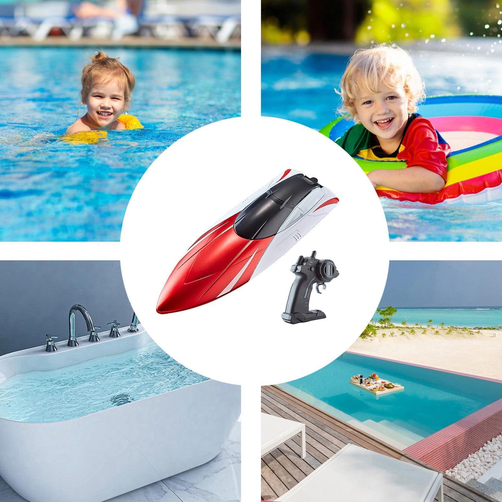 Radiocontrol para Adultos Juego Nave Alta Velocidad 15 Km/h | Alarma De Batería Baja Y Fuera De Alcance, Recargable, 100 Min De Juego, Lancha RC Rápida Para Adultos, Niños, Piscina,