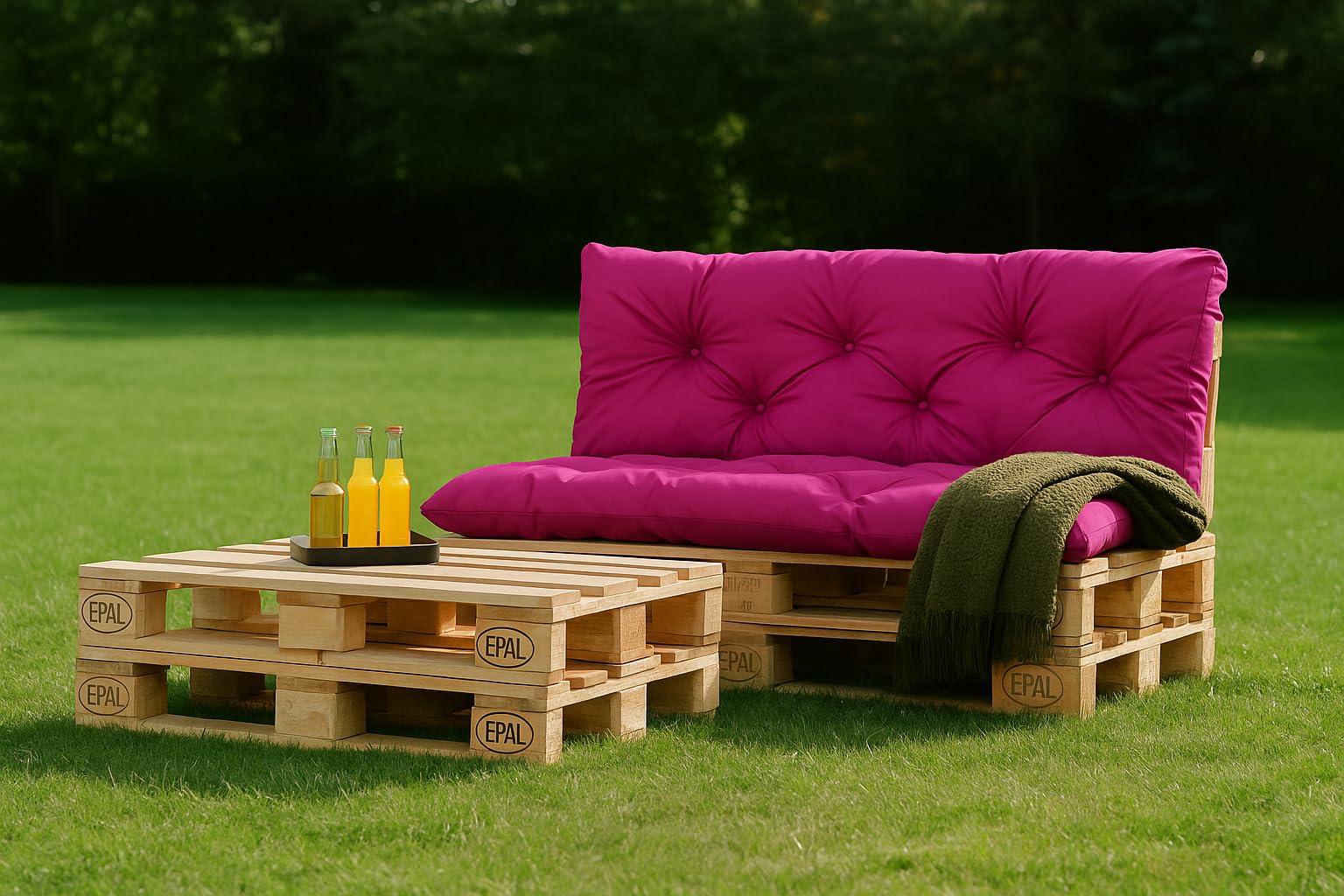Cuscini pallet, cuscini per pallet esterni/cuscino Euro pallet, cuscino divano, cuscino salotto da giardino (Set:120x60+120x40cm, rosso)