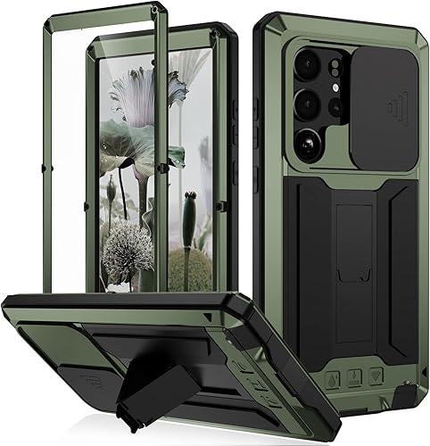 Miniatura 8 de Funda para Samsung S23 Ultra con protector de cámara de pantalla, Samsung S23 Ultra resistente de metal militar resistente con protector de pantalla