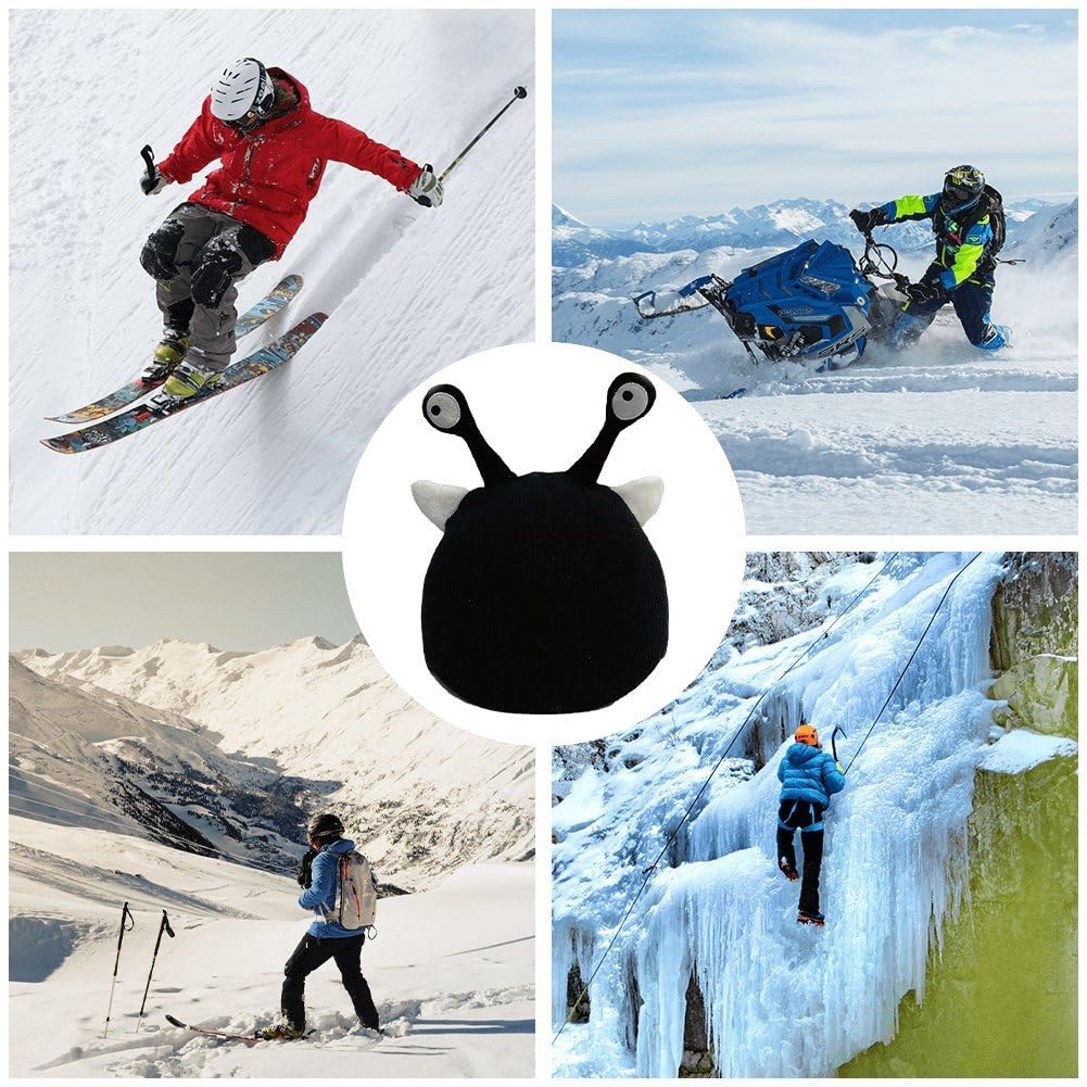 Ibasenice Housse De Casque De Ski Dessin Animé – Noir – Protecteur Décoratif Léger Et Respirant – Lavable