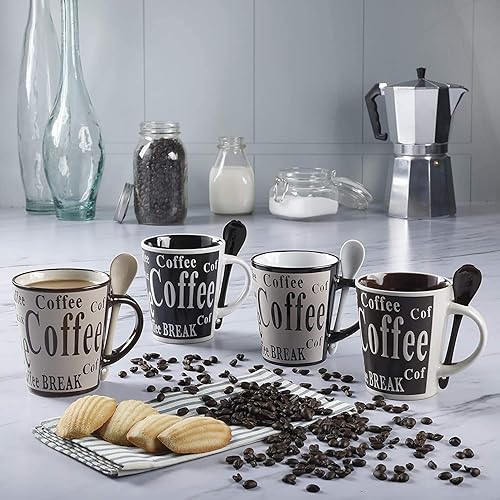 Miniatura 5 de Mr Coffee - Juego de taza y cuchara de café Bareggio, NA (8 unidades), Negro/Blanco