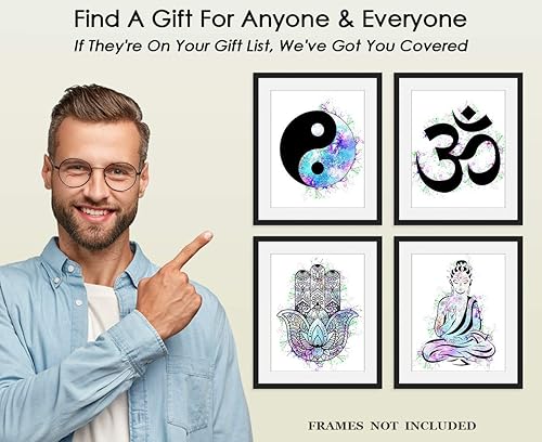 Miniatura 7 de Yin and Yang, Om, Hamsa Hand of Fatima, Buddha Inspirational, Motivational & Affirmation Wall Art Decor Poster for Hindu, Buddhism, Meditation,