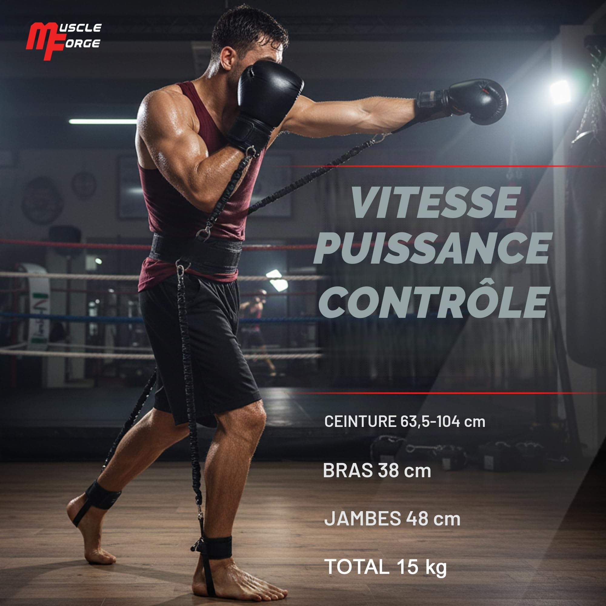 Bandes de résistance pour entraînement Boxe, MMA et Vitesse – Set Complet avec Ceinture, Poignets, Chevilles et poignées – Accessoire Sport pour la Maison ou la Salle, 12 pièces