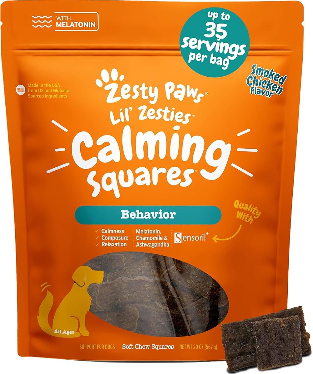 Zesty Paws Calming Chews para perros - Suplemento calmante para perros, pollo 10oz
