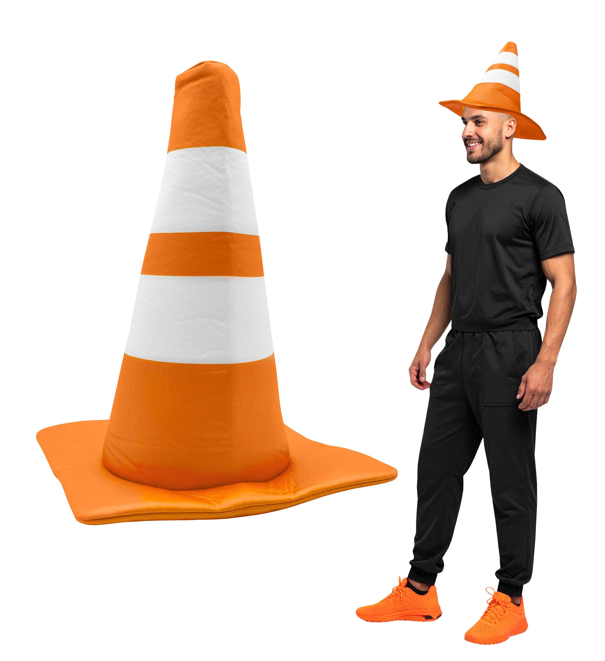Nicky Bigs NoveltiesAdult Orange Traffic Cone Hat - Road Construction Cones Hat - Funny Road Worker Unisex Halloween Costume Accessory Headwear