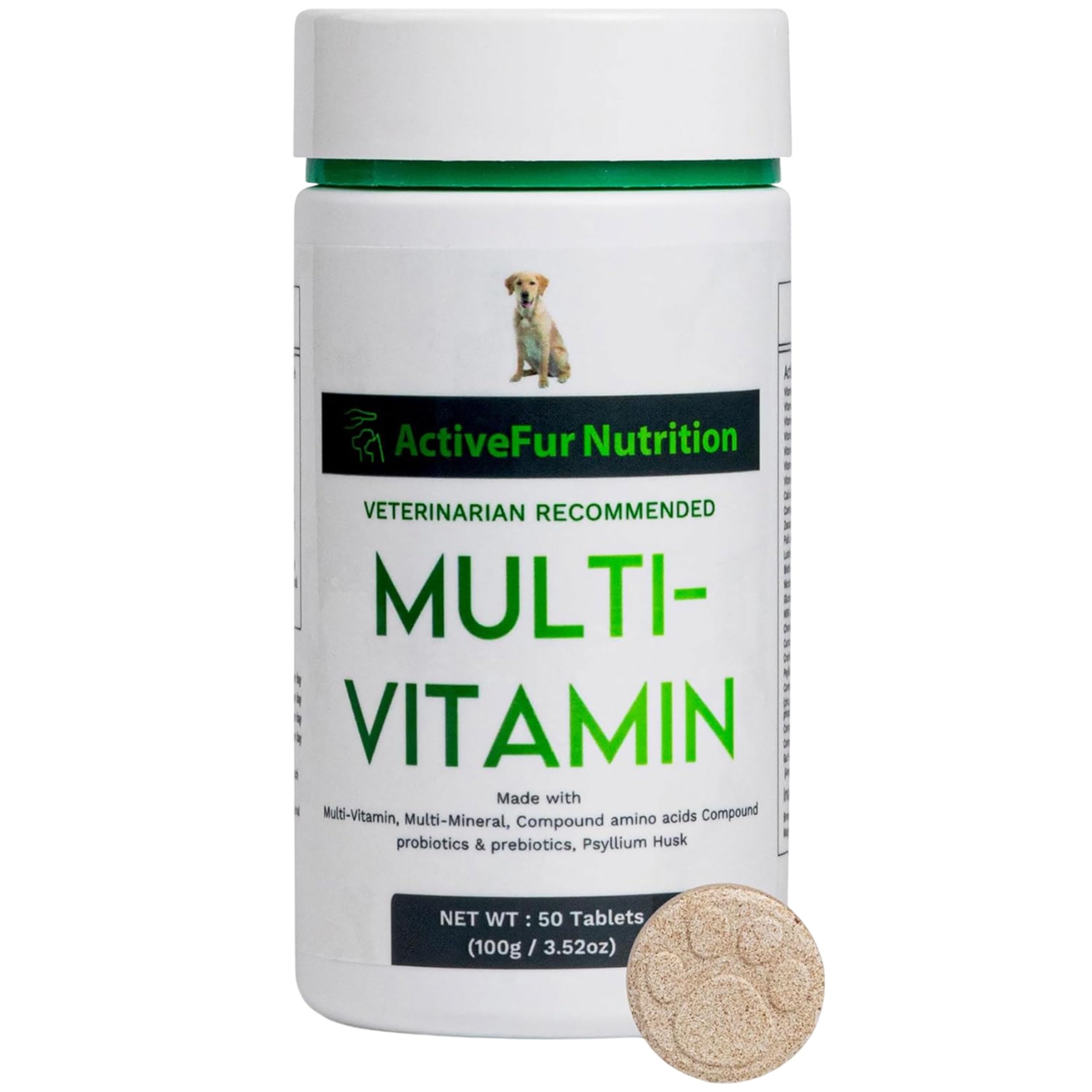 ActiveFur Nutrition Multi-Vitamin Tablets for Dogs, Herbal Tabs