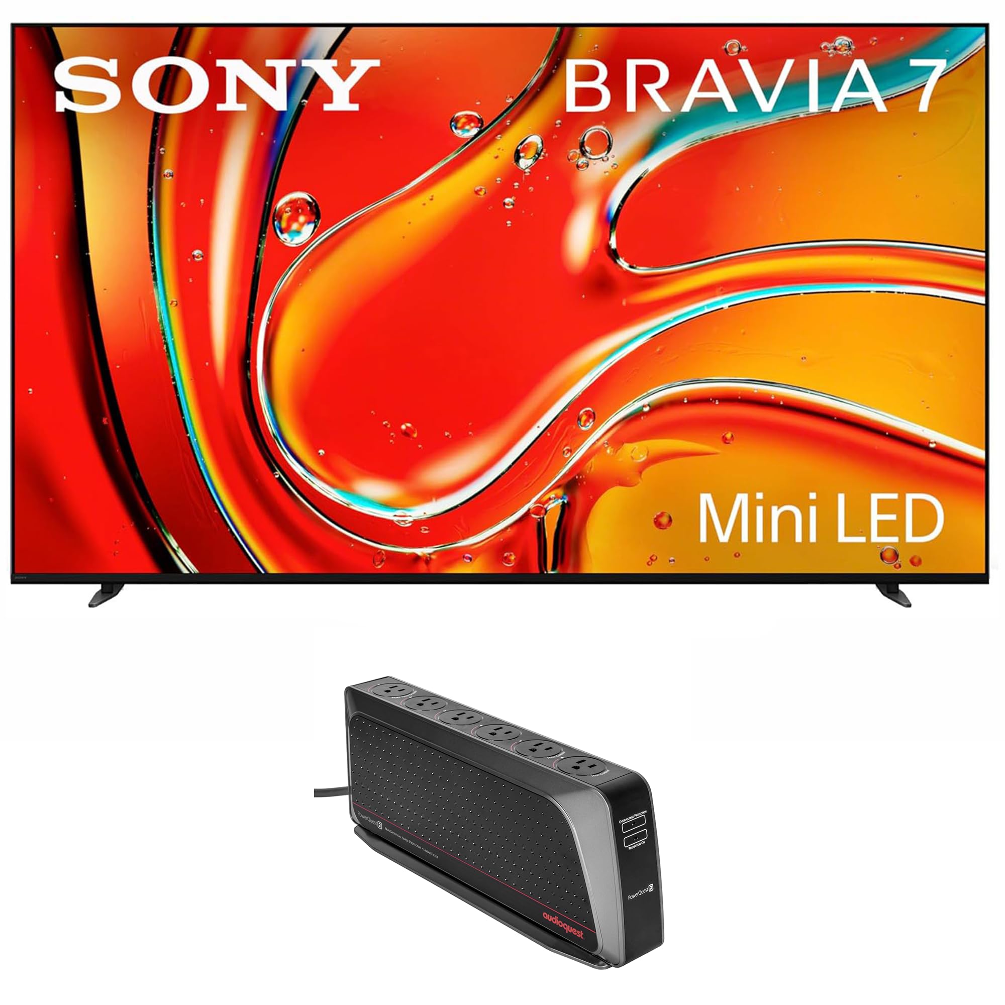 Sony K55XR70 55 Inch 4K Bravia LCD Mini LED Full Array HDR Google TV with an AudioQuest PowerQuest2 Power Filter/Surge Protector 6 Outlet (2024)