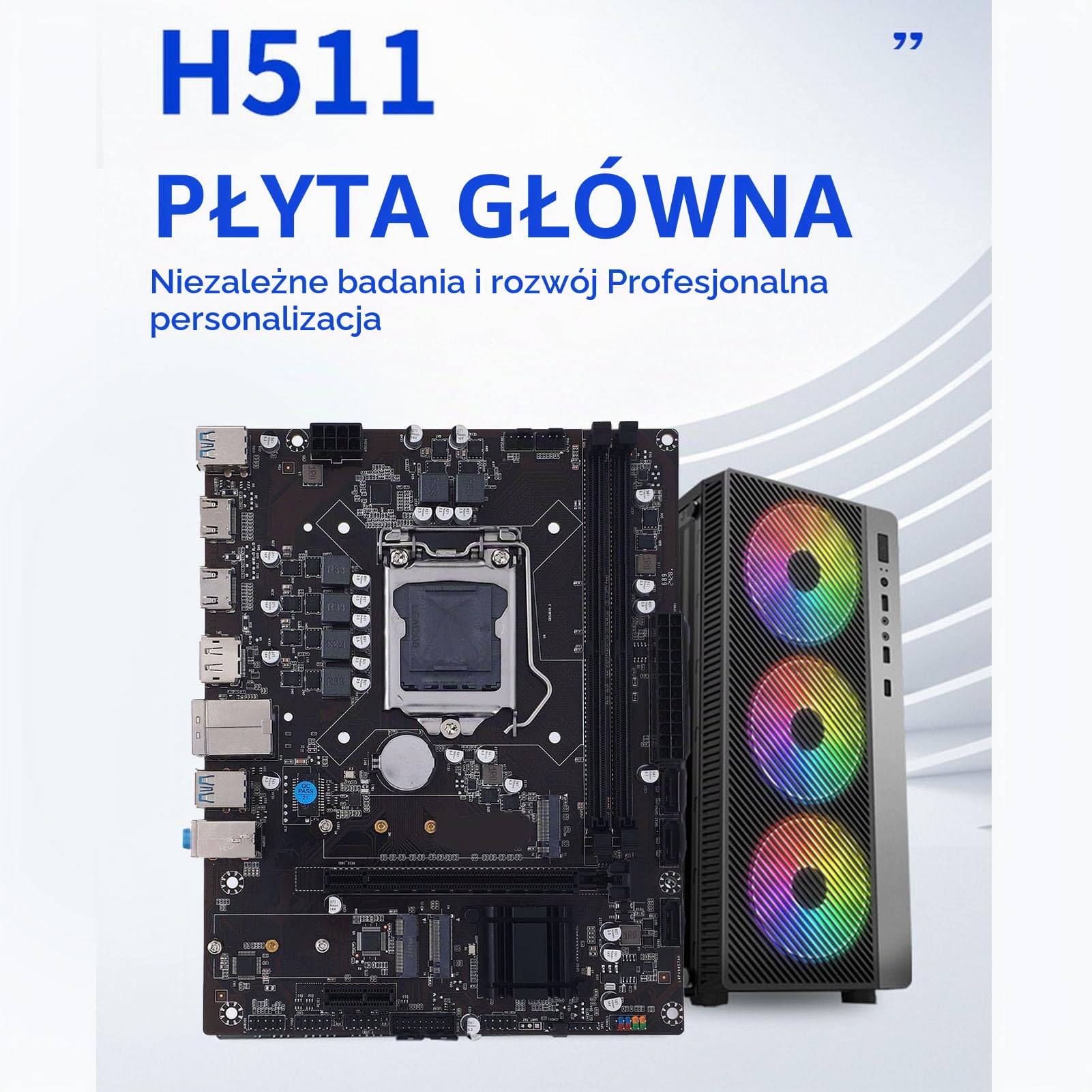 Zunate Płyta Główna H511 Gaming, LGA 1200 DDR4 M.2 SATA3.0x3 PCIE 4 Wi -Fi ATX Computer Mainboard z 3 Portami SATA, Interfejsy NVME M.2, dla 10. 11. Gen Core I3 I5 I7 I9