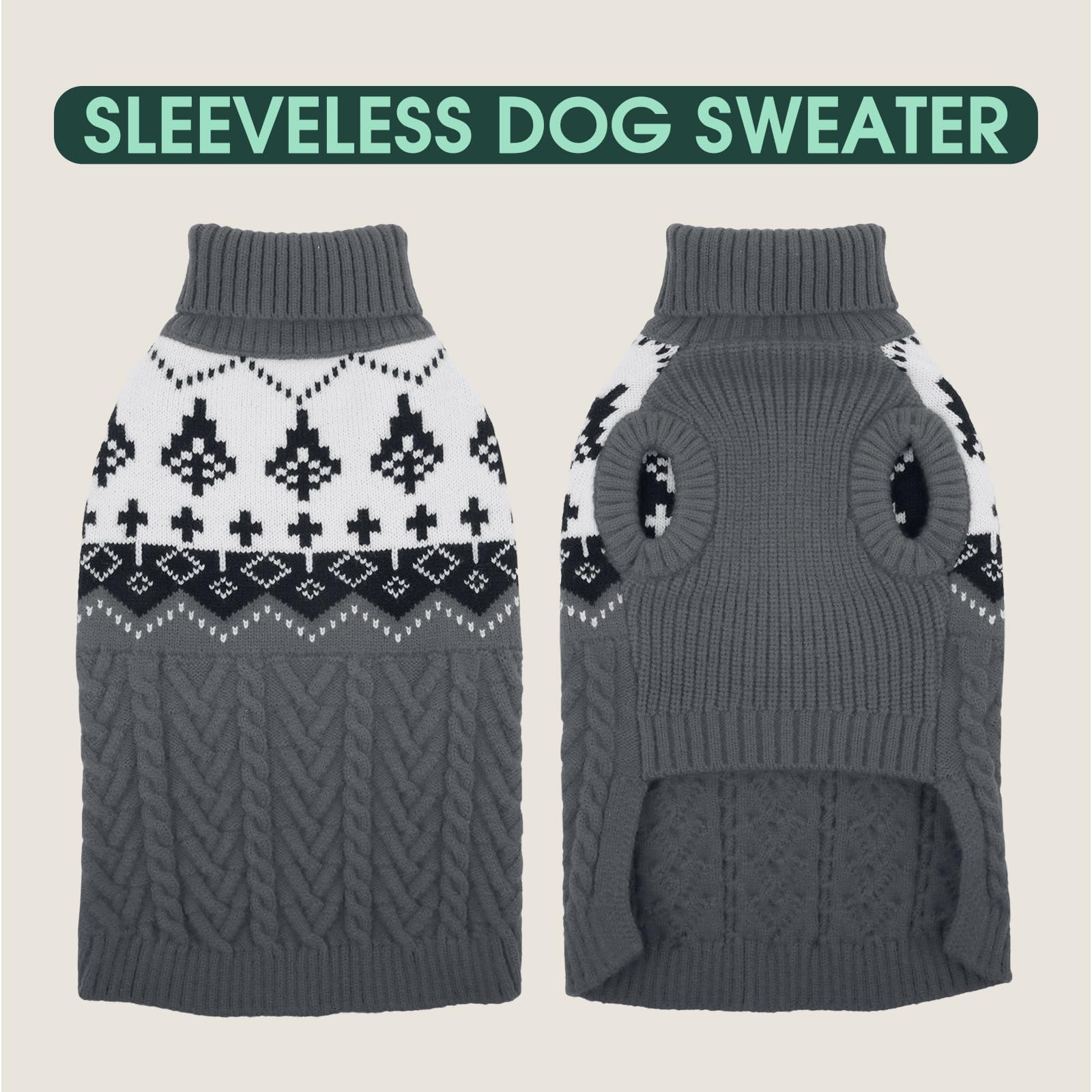 Kuoser Dog Jumper Knitted Dog Sweater Winter Warm Dog Clothes for Medium Dogs Soft Puppy Jumpers L, Grey, Large - Image 3