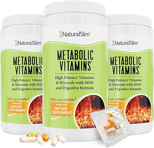 NaturalSlim Vitaminas metabólicas – Combinación de multivitaminas de alta potencia, minerales, complejo B, MSM y suplementos de fórmula digestiva