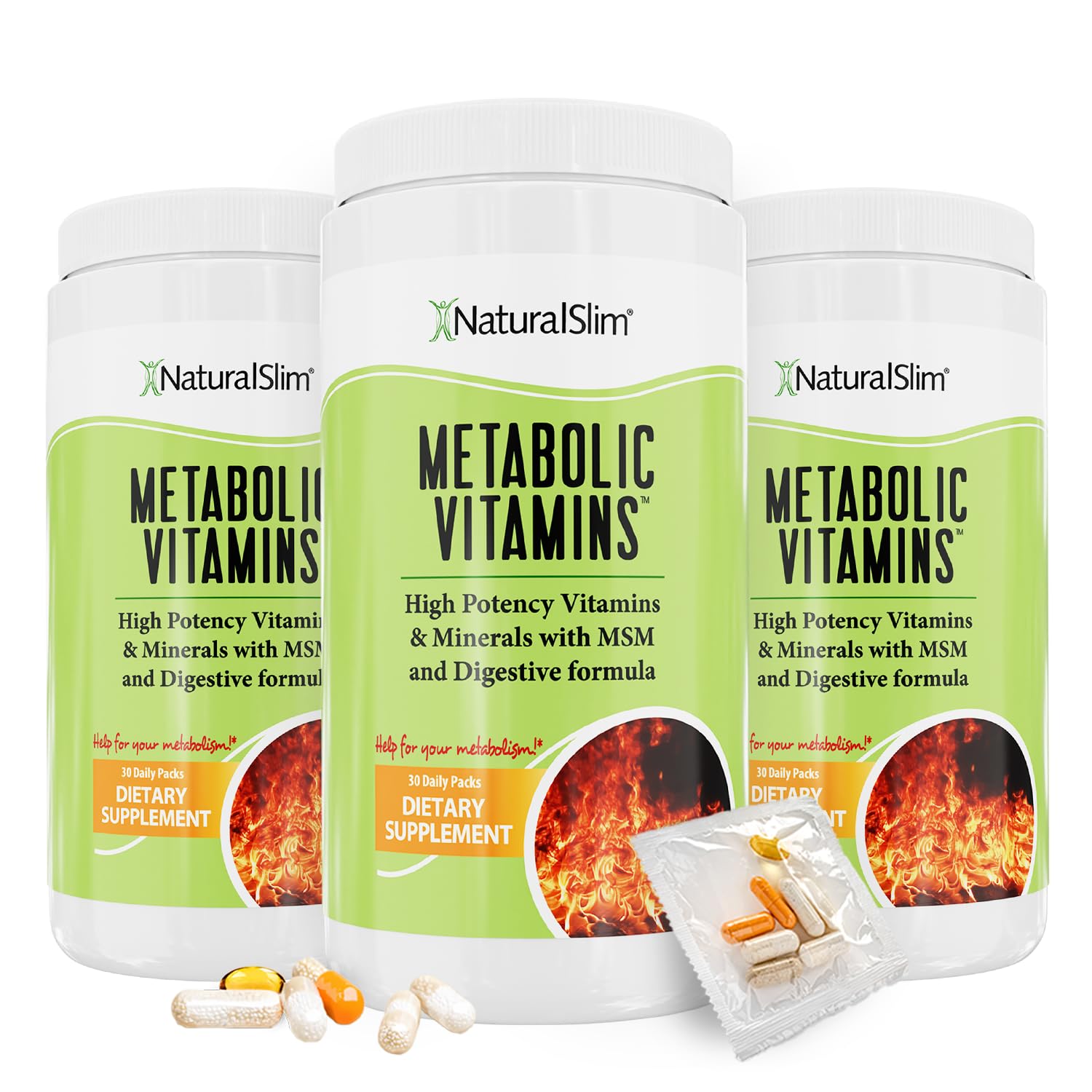 NaturalSlim Metabolic Vitamins - Combination of High Potency Multivitamins Minerals B Complex Msm Digestive Formula Supplements for Men