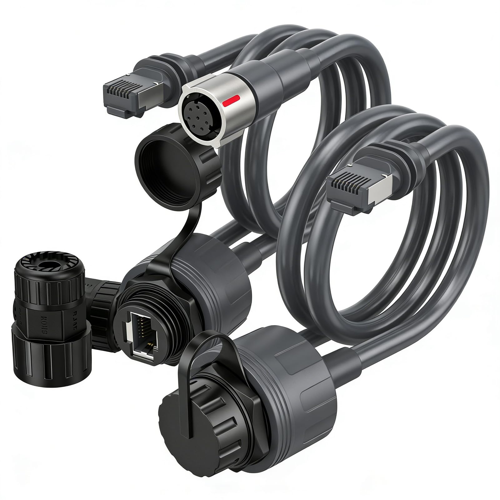 FTVOGUE Connecteur RJ45 Rectangulaire Satellite Haute Vitesse, Connecteur | IP68 étanche, plug and play, construction 23AWG, polyvalent