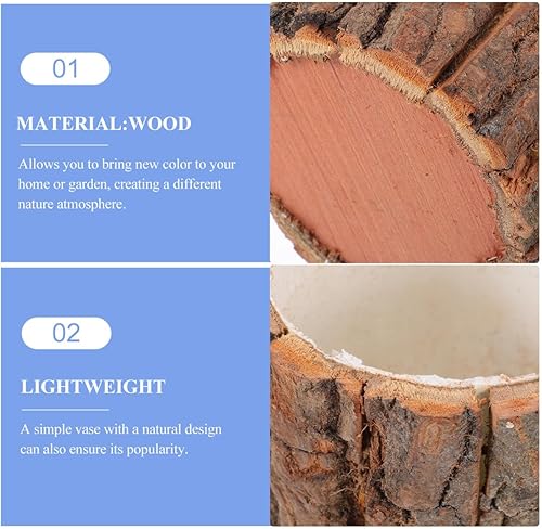 Miniatura 4 de YARNOW Maceta de tocón de árbol, maceta rústica de corteza para suculentas, contenedor de plantas pequeñas, 2 tamaños, ideal para decoración del