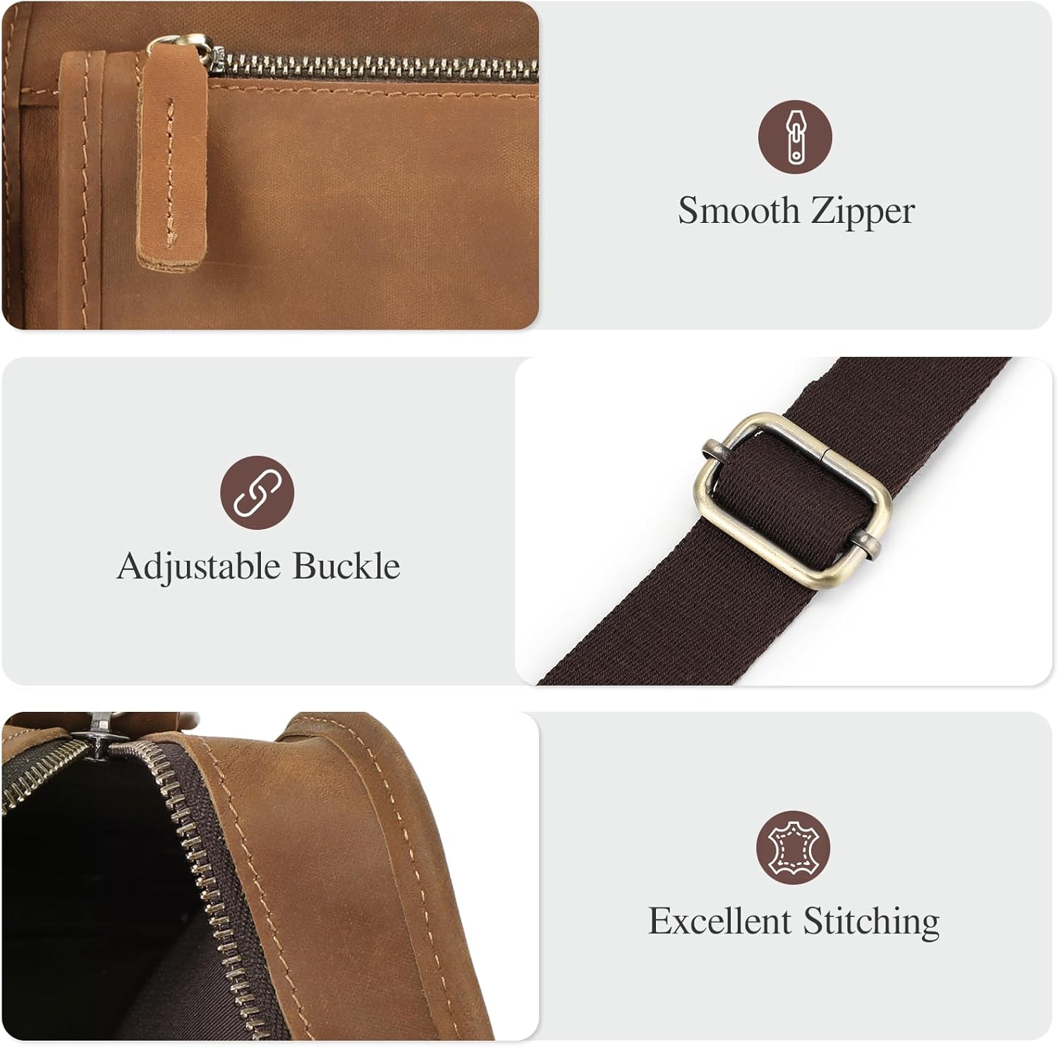 BAIGIO Small Leather Messenger Bag for Men Shoulder Bag Vintage Crossbody Bag Men Purse Ipad Satchel Travel Business - Image 5