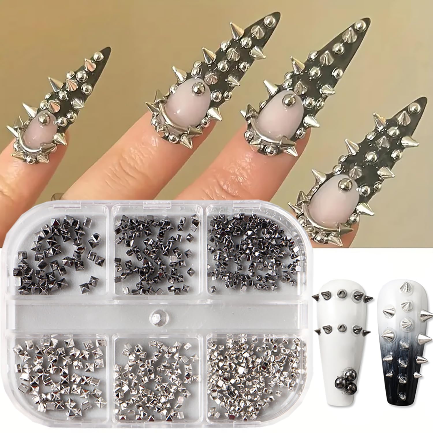 Shiny Alloy Nail Charms for Acrylic Nails Mini Nail Art Studs Black and  Silver Mixed Nail Rhinestones Cute Nail Jewelry and Gems DIY Crafts Nail Art