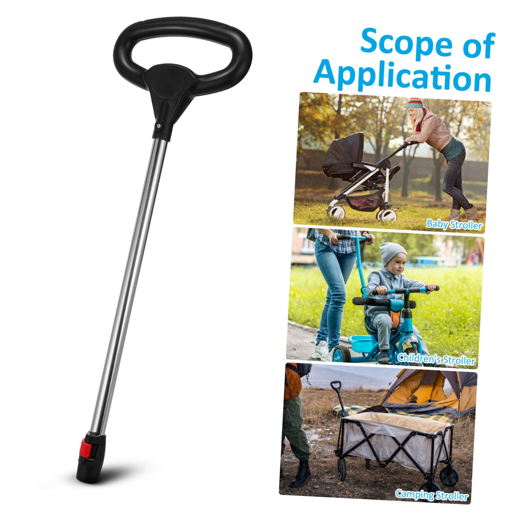 GALPADA Manija Ergonómica para Silla de Paseo Ñiño Diseño Cómodo y Diámetro de Montaje 25mm, Accesorio Resistente de Acero Inoxidable y Plástico para Padres
