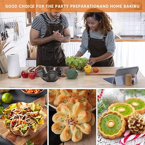 Miniatura 7 de EKDJKK Moldes para hacer ensaladas de taco, 4 paquetes de cuencos antiadherentes de acero al carbono para hornear, para tortillas, moldes para