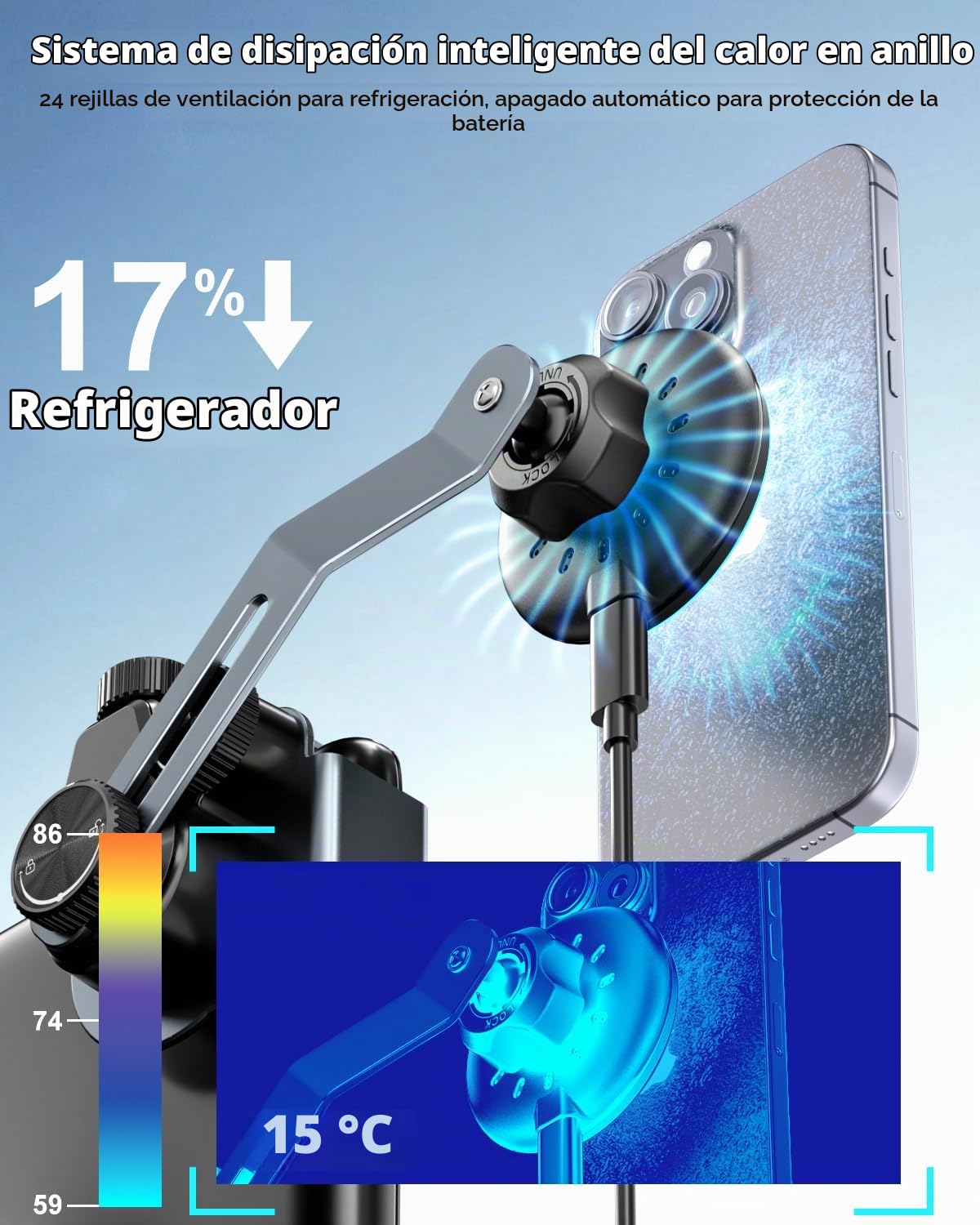 CloudValley Cargador Inalámbrico Qi2 15W con Soporte Magnético para Móvil en Tesla Model Y/3, Soporte de Metal Extensible, Compatible con magnético para Tesla Model 3/Y/S/X/Cybertruck