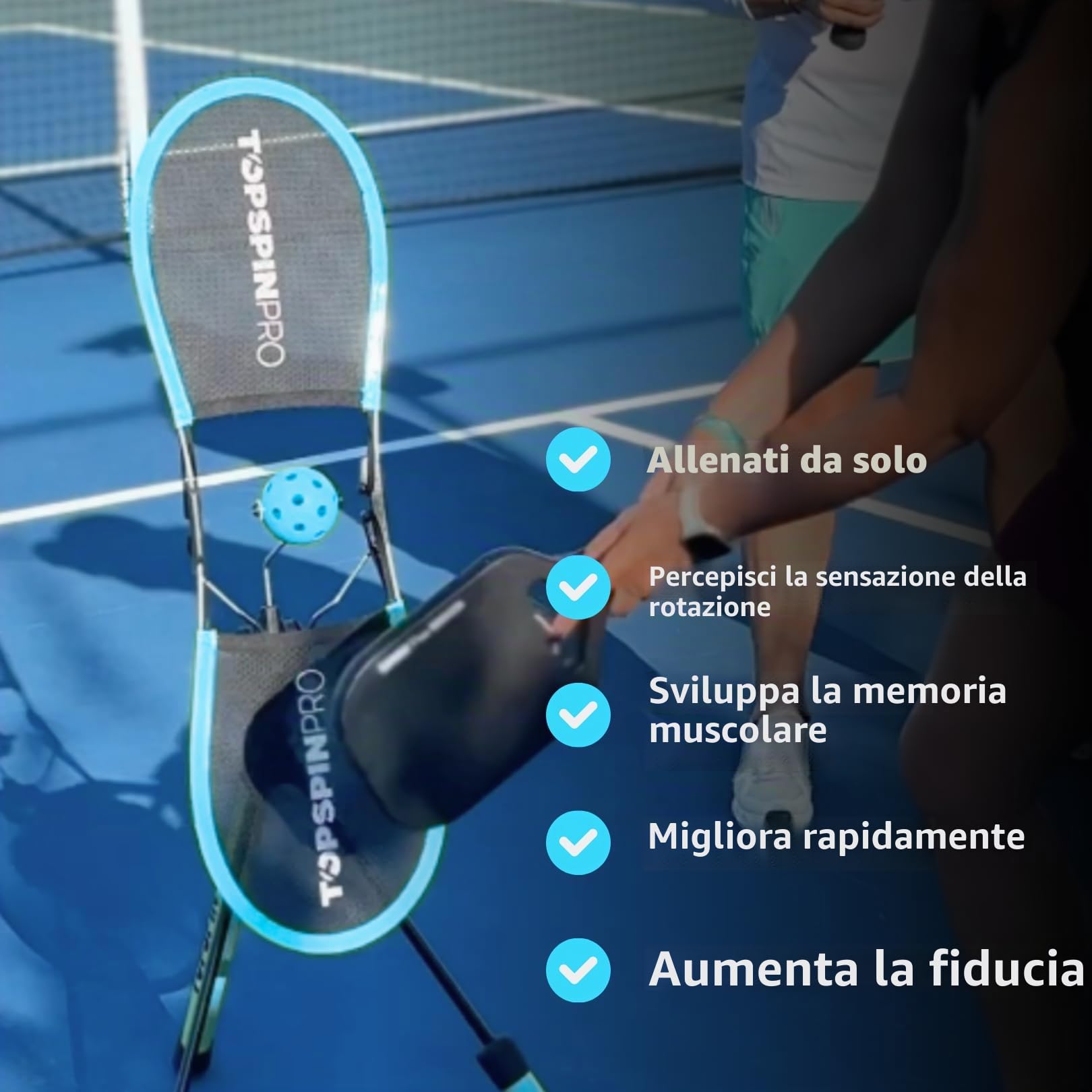 TopspinPro Per Pickleball | Il miglior ausilio di allenamento Topspin per un servizio vicioso e forti colpi di terra | Allenatore di pickleball
