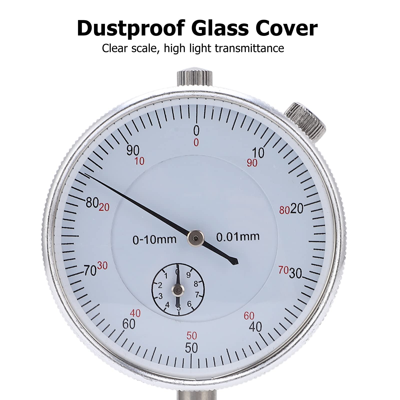 Metric Dial Indicator, Pointer Type Mechanical Dial Test Indicator, Accuracy Test Gauge for Measuring Instrument (0-10mm)