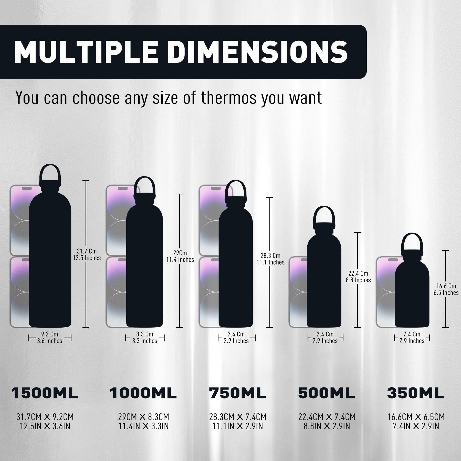 Exllena Borraccia Termica Piccola 350ml con Maniglia e Moschettone - Mini Borraccia Mantenere Calore/Freddo - Senza BPA - 100% A Tenuta Stagna per Escursioni, Campeggio, Viaggi...(Nero)