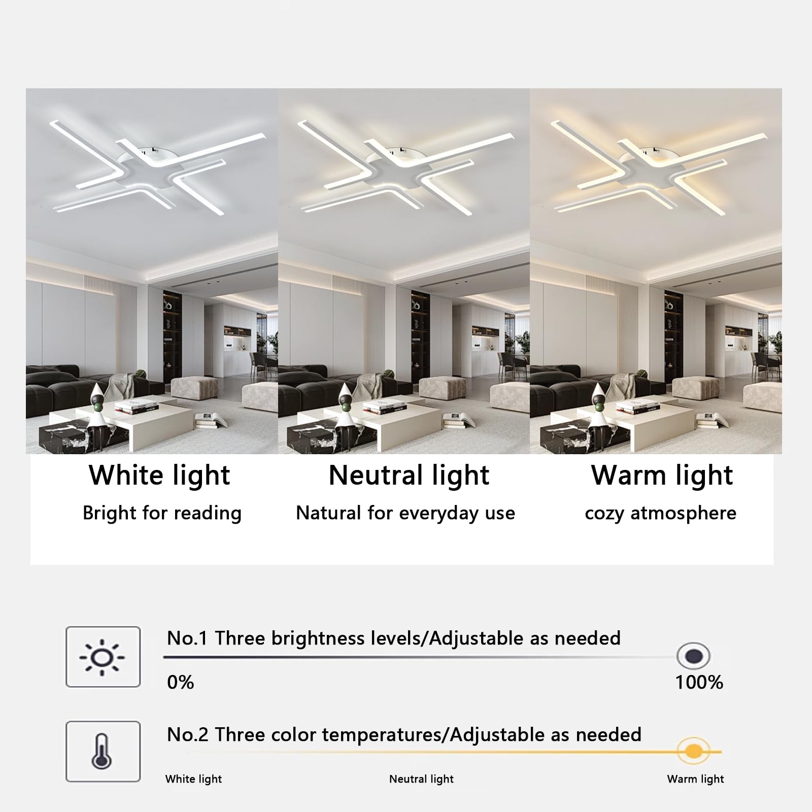 LáMpara Led Moderna Techo Con Control Remoto Y App LáMpara Techo AtenuacióN Continua Con FuncióN De Memoria,Blanco-4