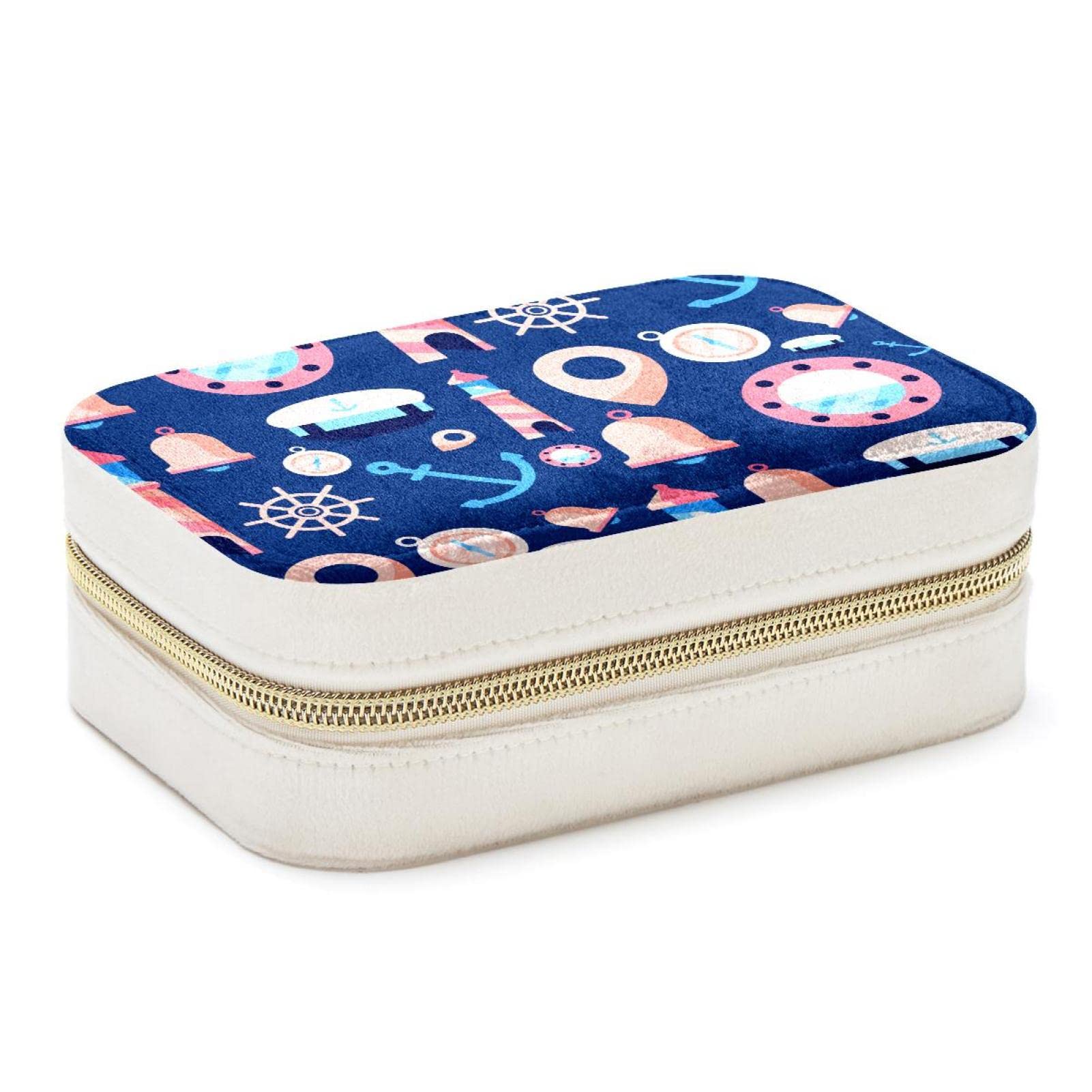 Boîte à bijoux de voyage bleue : organiseur de rangement bagues et colliers pour femme