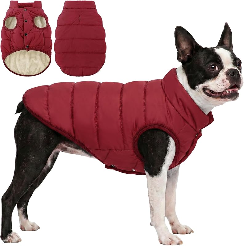 ASENKU Dog Winter Coat Dog Fleece Puffer Jacket for Small Medium Large Dogs