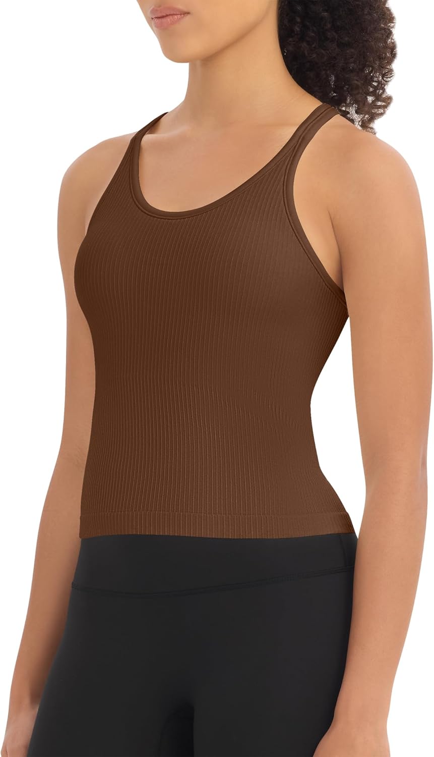 3 Pack Ribbed Workout Crop Tank Tops with Built in Bra for Women Seamless Racerback Cropped Athletic Gym Yoga Tops