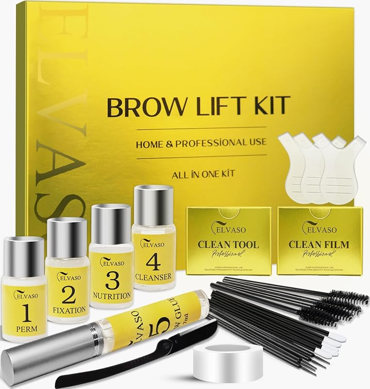 Augenbrauen Lifting Set, DIY Brow Lifting Set für Zuhause, ELVASO Sofortiger Salon-Effekt für Vollere, Dichtere 3D-Augenbrauen, Einfach in der Anwendung & Lang Anhaltendes Ergebnis