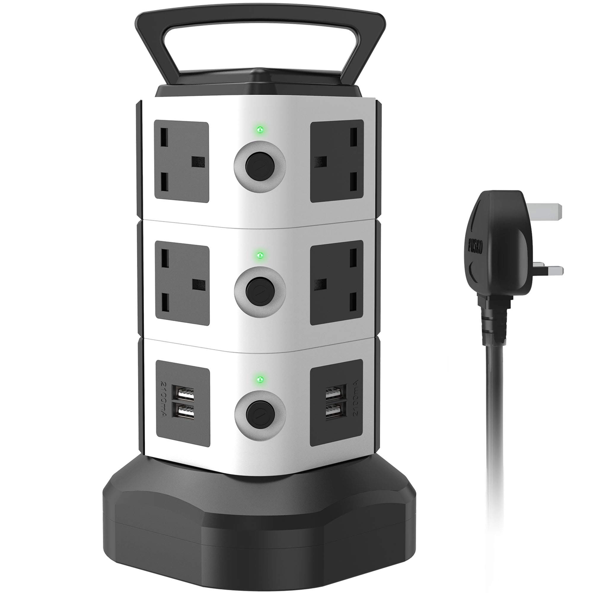 Buy Power Strip Tower ONLYWIN 2m/6.5ft Surge Protector 10 Way Outlets