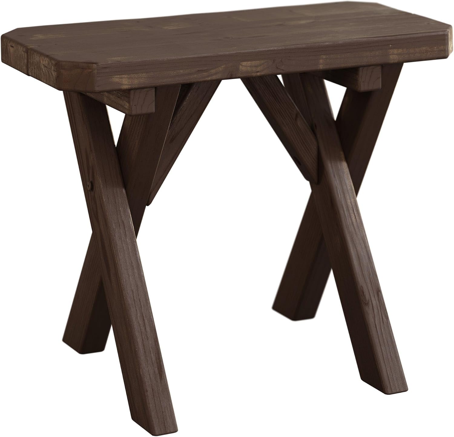 Amish Made 4 Foot Spruce Crossleg Outdoor Dining Bench in Natural Stain - Wooden Bench Handcrafted in The USA